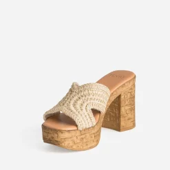 Texto Mules/Tongs|Sandales^Mule à talon tressée BEIGE