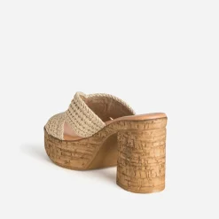 Texto Mules/Tongs|Sandales^Mule à talon tressée BEIGE