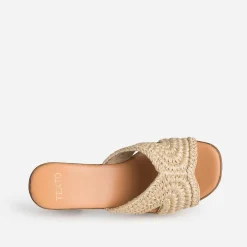 Texto Mules/Tongs|Sandales^Mule à talon tressée BEIGE