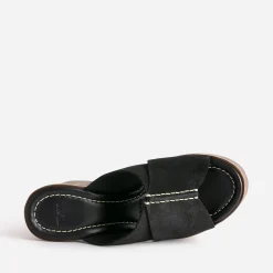 Texto Mules/Tongs|Sandales^Mule à plateforme e cuir velours NOIR