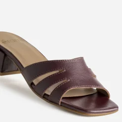 Eram Mules/Tongs|Sandales^Mule à talon cuir BORDEAUX