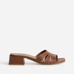 Eram Mules/Tongs|Sandales^Mule à talon cuir COGNAC