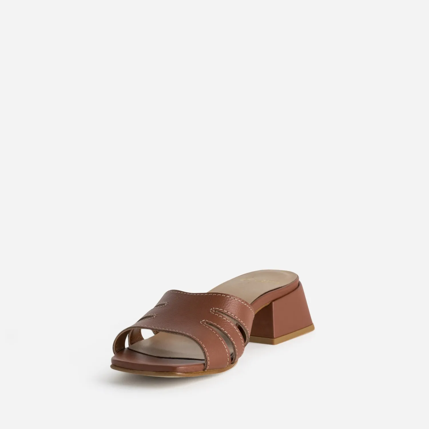 Eram Mules/Tongs|Sandales^Mule à talon cuir COGNAC