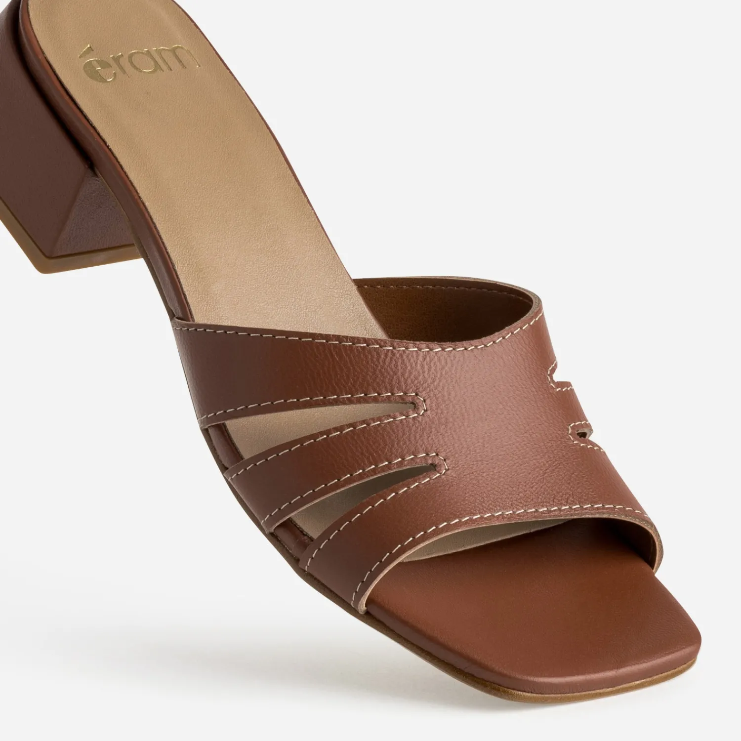 Eram Mules/Tongs|Sandales^Mule à talon cuir COGNAC