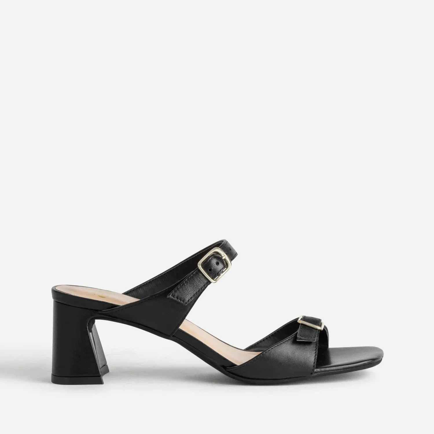 Eram Mules/Tongs|Sandales^Mule à talon e cuir double bride NOIR