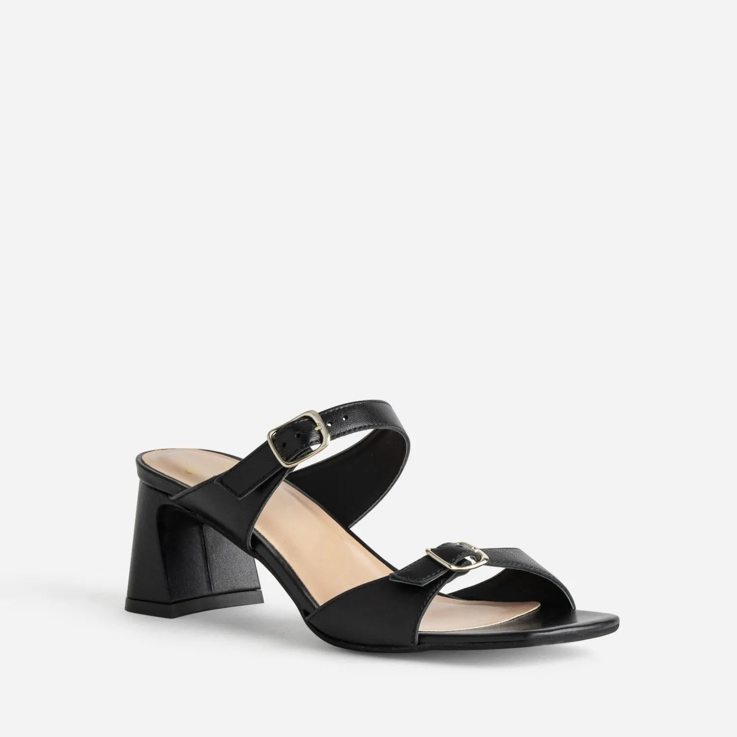 Eram Mules/Tongs|Sandales^Mule à talon e cuir double bride NOIR
