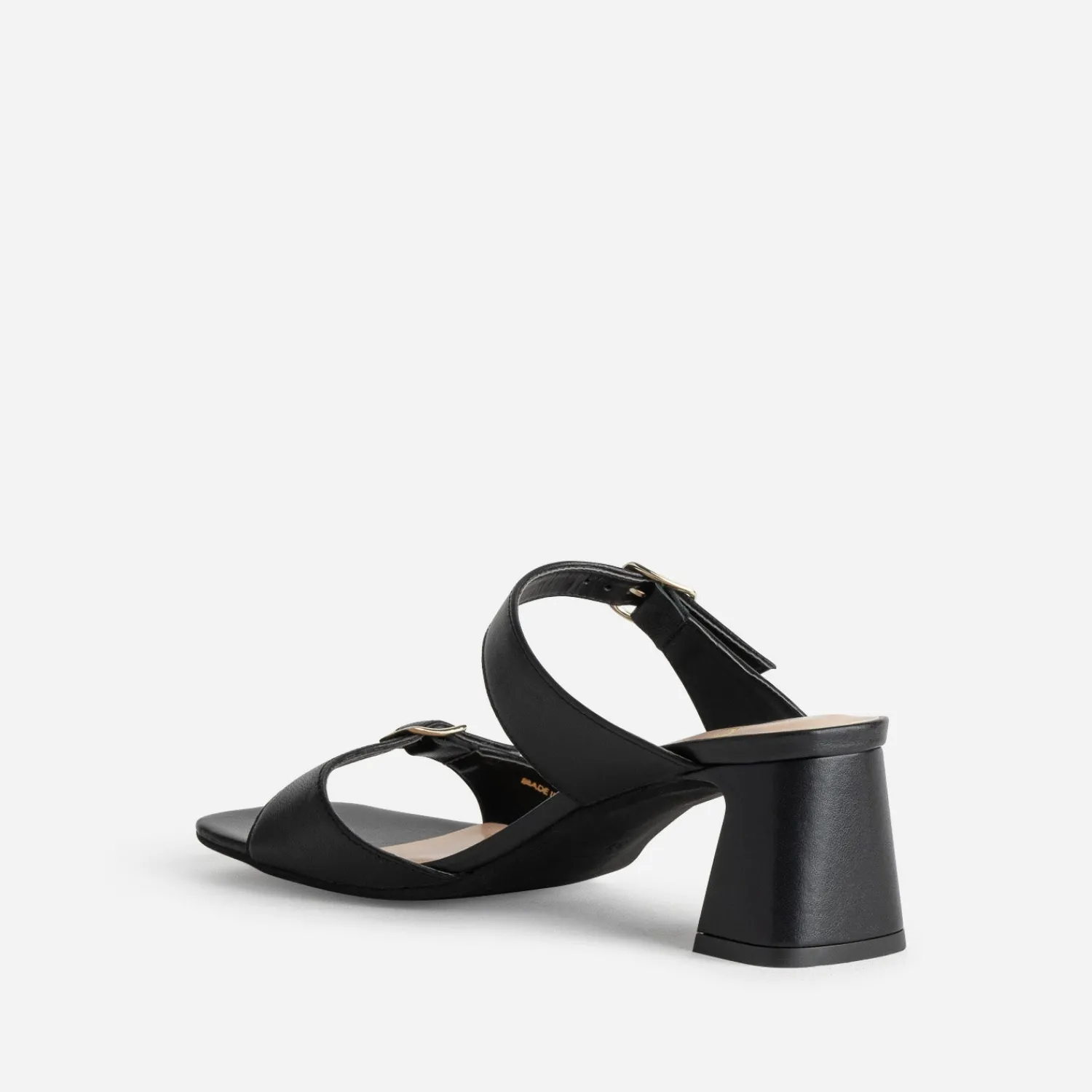 Eram Mules/Tongs|Sandales^Mule à talon e cuir double bride NOIR