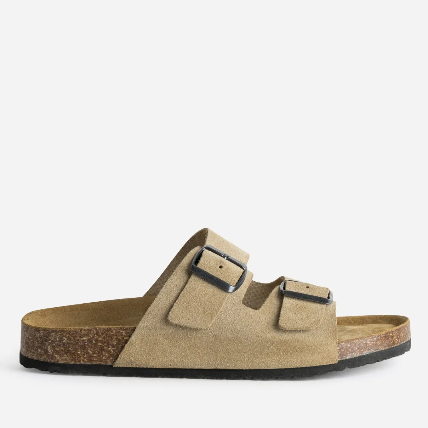 Eram Nu-Pieds/Sandales^Mule anatomique cuir velours BEIGE