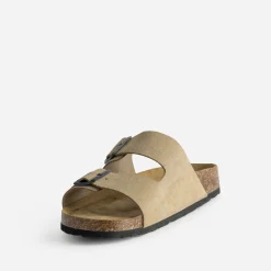 Eram Nu-Pieds/Sandales^Mule anatomique cuir velours BEIGE