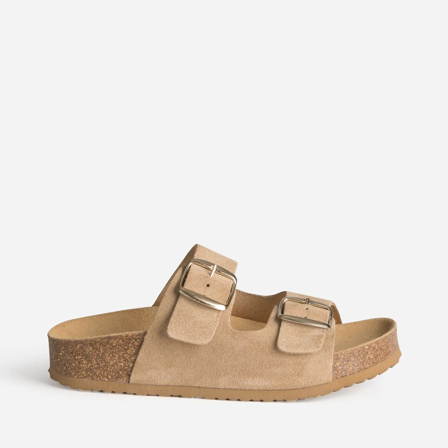 Eram Mules/Tongs|Sandales^Mule anatomique cuir velours à plateforme BEIGE