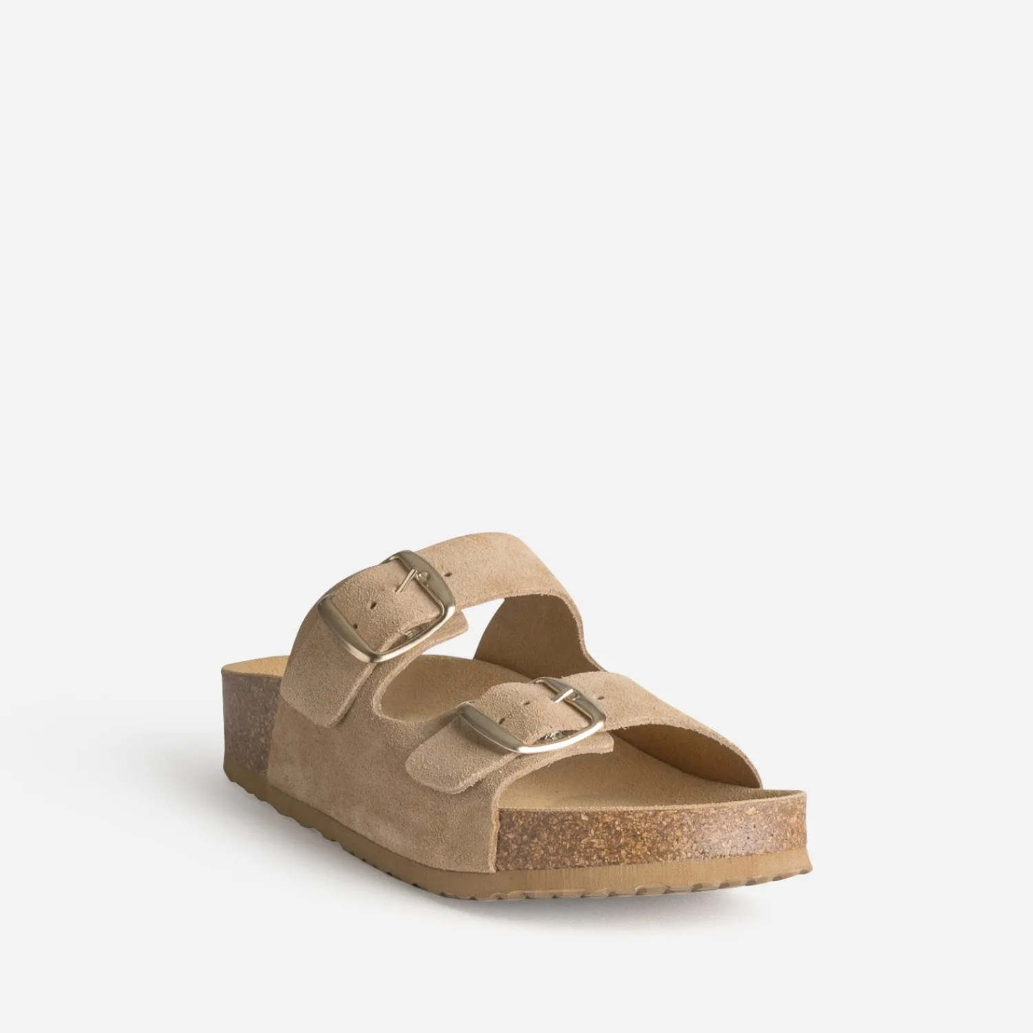 Eram Mules/Tongs|Sandales^Mule anatomique cuir velours à plateforme BEIGE
