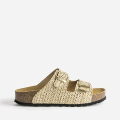 Eram Mules/Tongs|Sandales^Mule anatomique effet raphia plateforme BEIGE