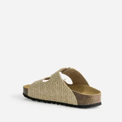 Eram Mules/Tongs|Sandales^Mule anatomique effet raphia plateforme BEIGE