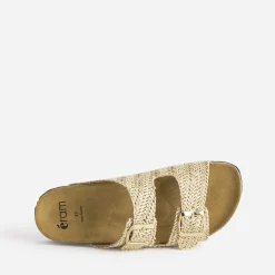 Eram Mules/Tongs|Sandales^Mule anatomique effet raphia plateforme BEIGE