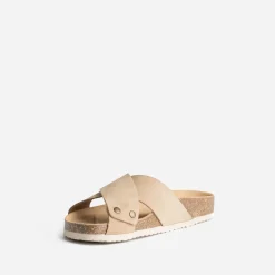 Eram Mules/Tongs|Sandales^Mule anatomique beige en cuir velours éco-conçu TAUPE