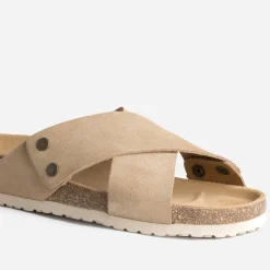 Eram Mules/Tongs|Sandales^Mule anatomique beige en cuir velours éco-conçu TAUPE