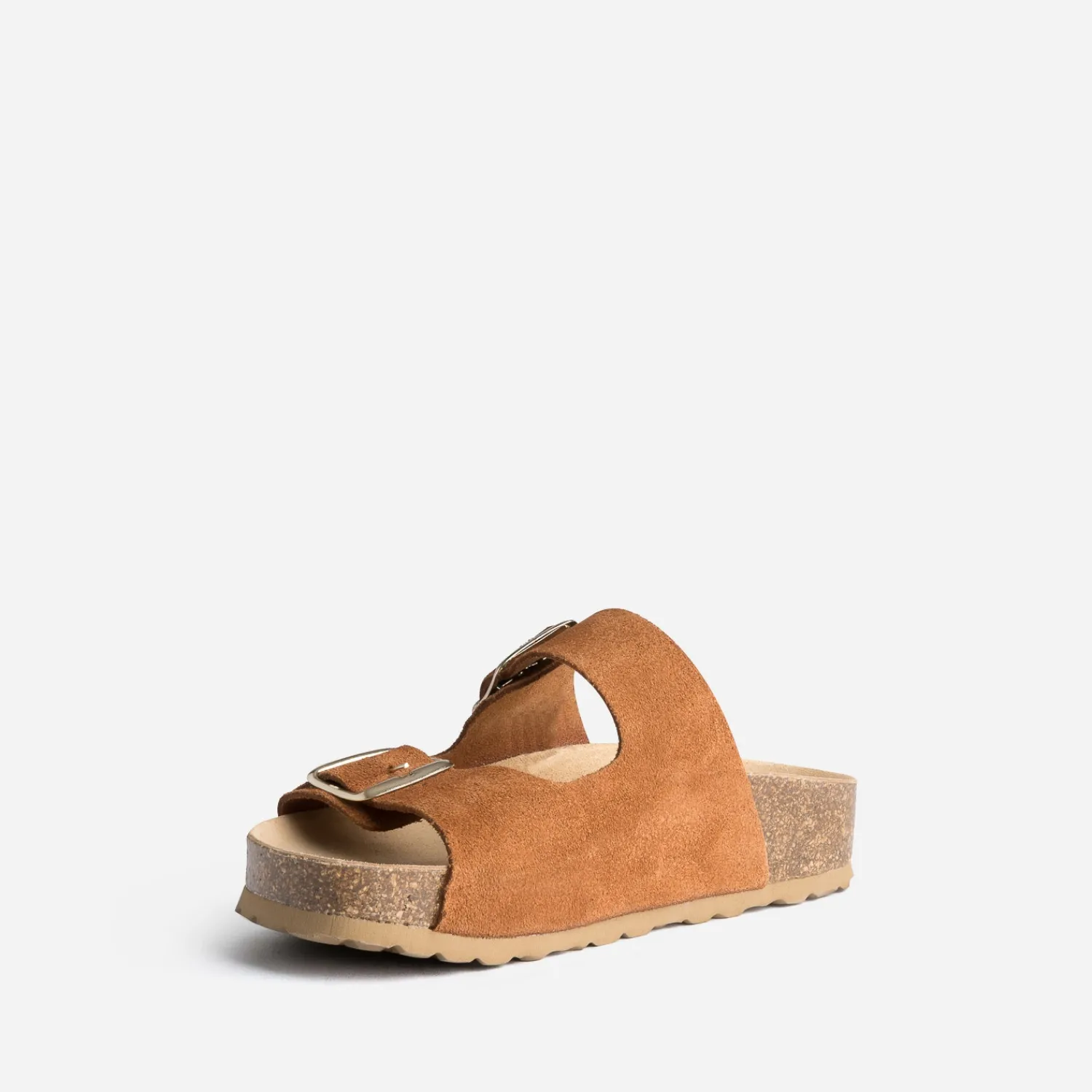 Eram Mules/Tongs|Sandales^Mule anatomique cuir velours à plateforme CAMEL