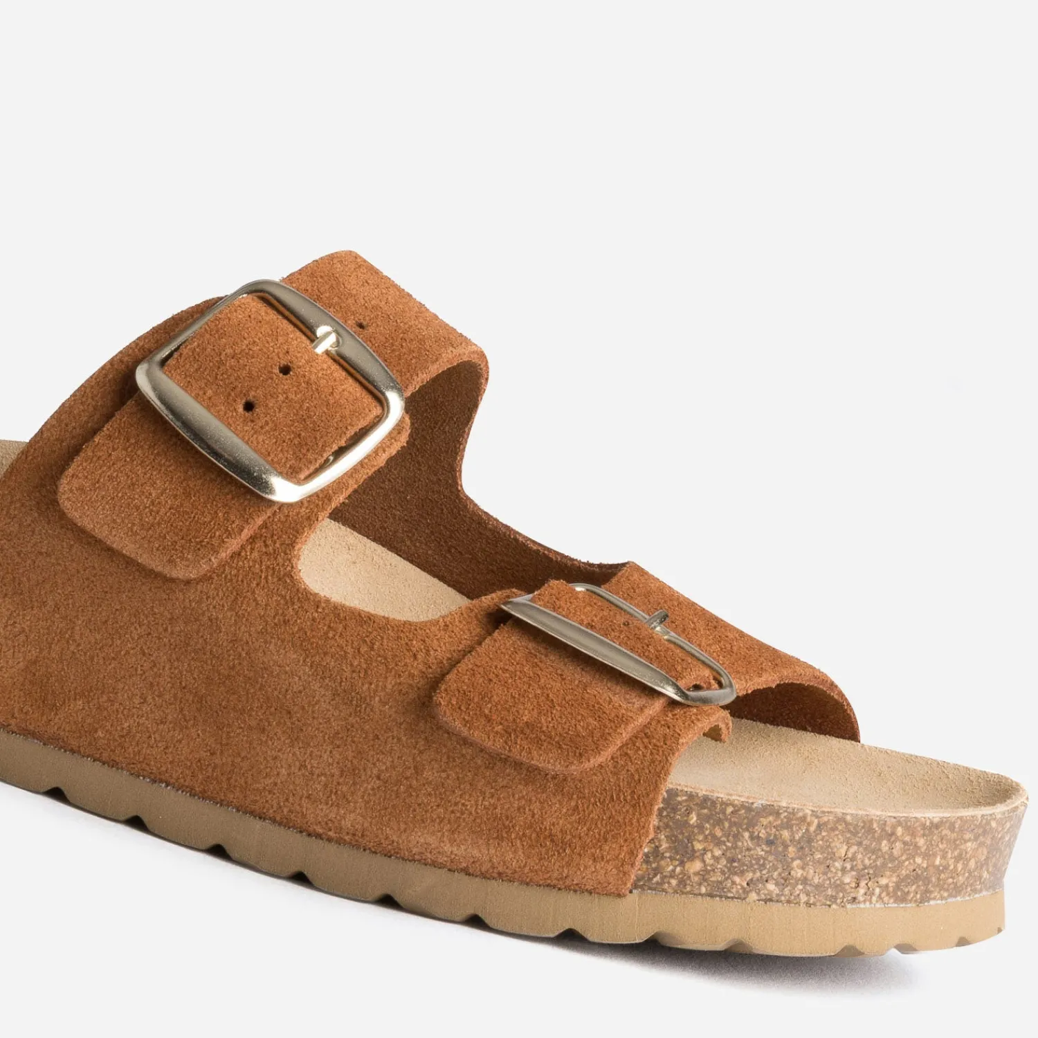 Eram Mules/Tongs|Sandales^Mule anatomique cuir velours à plateforme CAMEL