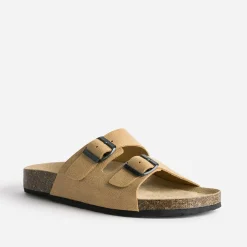 Eram Nu-Pieds/Sandales^Mule anatomique en cuir COGNAC