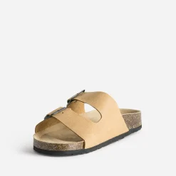 Eram Nu-Pieds/Sandales^Mule anatomique en cuir COGNAC
