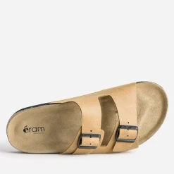 Eram Nu-Pieds/Sandales^Mule anatomique en cuir COGNAC