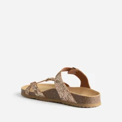 Eram Mules/Tongs|Sandales^Mule anatomique marron cuir effet python éco-conçu IMPRIME