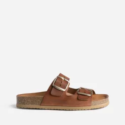 Eram Mules/Tongs|Sandales^Mule anatomique marron en cuir éco-conçu COGNAC