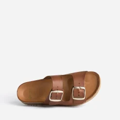 Eram Mules/Tongs|Sandales^Mule anatomique marron en cuir éco-conçu COGNAC