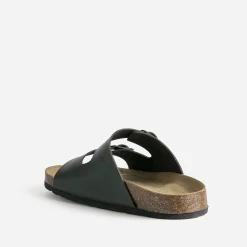 Eram Nu-Pieds/Sandales^Mule anatomique en cuir NOIR