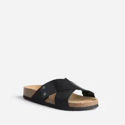 Eram Mules/Tongs^Mule anatomique e en cuir velours NOIR