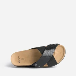 Eram Mules/Tongs^Mule anatomique e en cuir velours NOIR