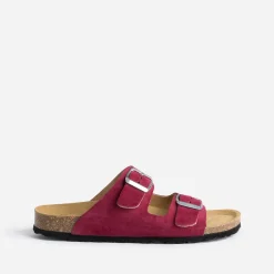 Eram Mules/Tongs|Sandales^Mule anatomique prune en cuir velours VIOLET