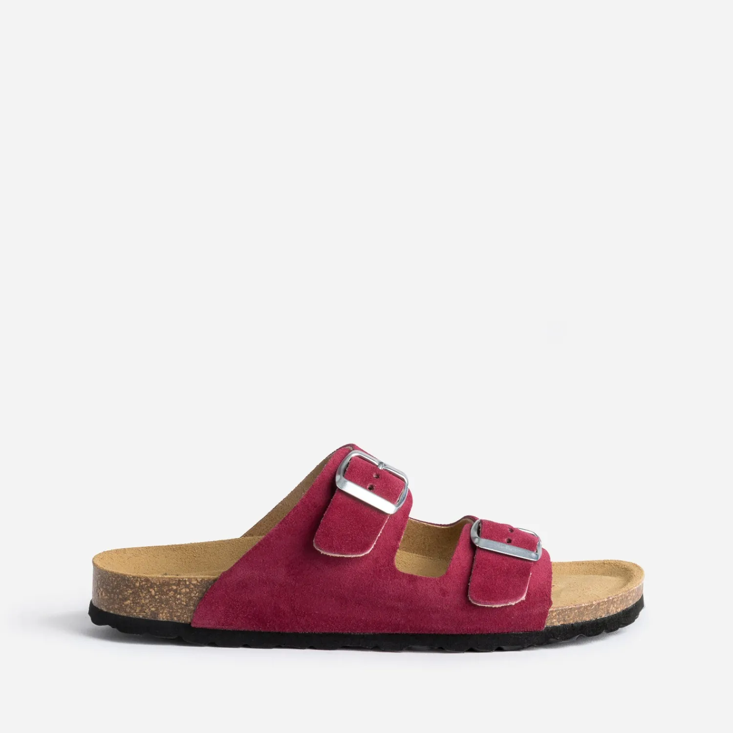 Eram Mules/Tongs|Sandales^Mule anatomique prune en cuir velours VIOLET