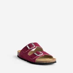 Eram Mules/Tongs|Sandales^Mule anatomique prune en cuir velours VIOLET