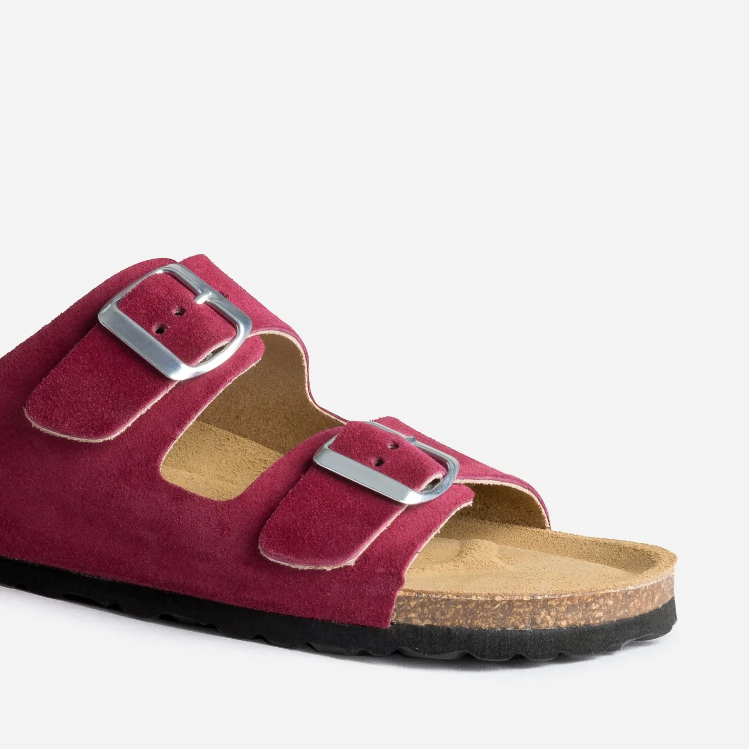 Eram Mules/Tongs|Sandales^Mule anatomique prune en cuir velours VIOLET