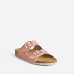 Eram Sandales^Mule anatomique cuir velours ROSE