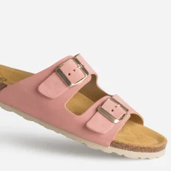 Eram Sandales^Mule anatomique cuir velours ROSE