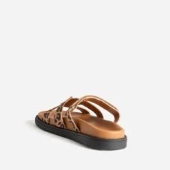 Texto Mules/Tongs|Sandales^Mule beige cuir à motif léopard IMPRIME