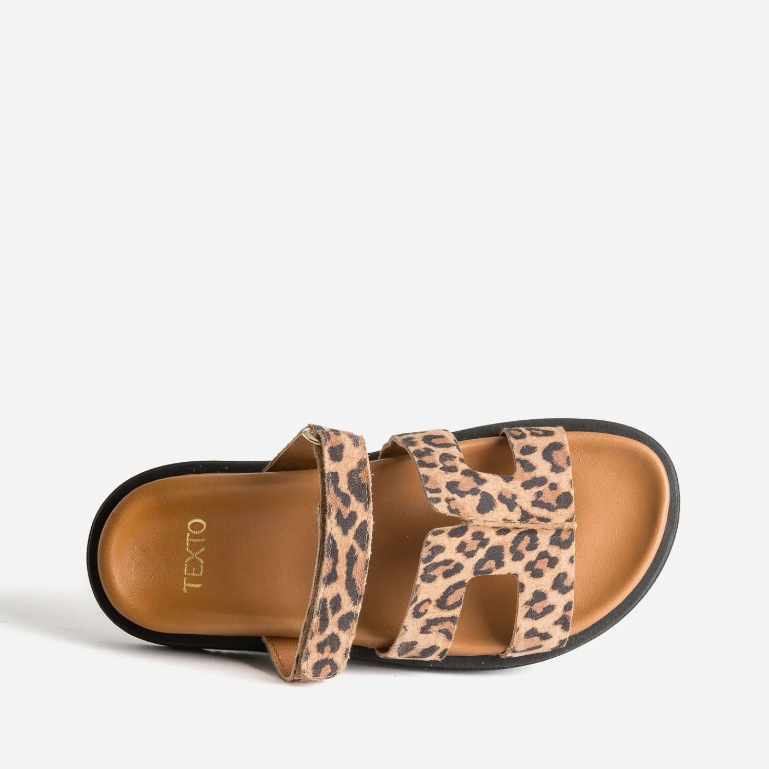 Texto Mules/Tongs|Sandales^Mule beige cuir à motif léopard IMPRIME