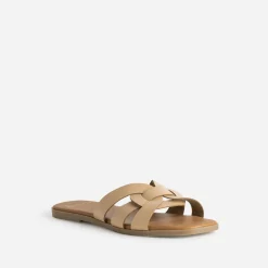 Eram Mules/Tongs|Sandales^Mule beige cuir brides tressées ECRU