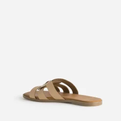 Eram Mules/Tongs|Sandales^Mule beige cuir brides tressées ECRU