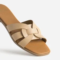 Eram Mules/Tongs|Sandales^Mule beige cuir brides tressées ECRU