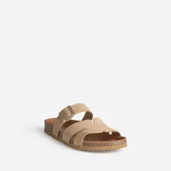 Eram Mules/Tongs|Sandales^Mule cuir velours double bride BEIGE