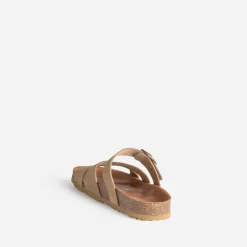Eram Mules/Tongs|Sandales^Mule cuir velours double bride BEIGE