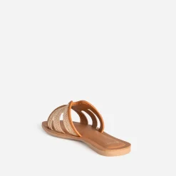 Eram Mules/Tongs|Sandales^Mule effet raphia bords camel cuir BEIGE