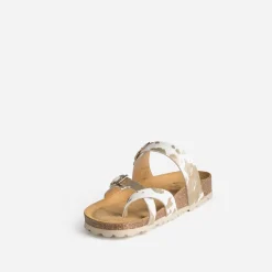 Eram Mules/Tongs|Sandales^Mule blanche cuir effet poulain motif vache IMPRIME