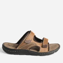 Eram Nu-Pieds/Sandales^Mule éco-conçue en cuir à scratchs CAMEL