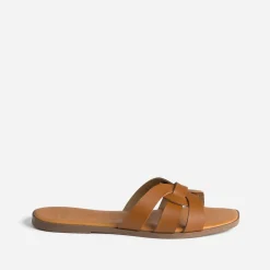 Eram Mules/Tongs|Sandales^Mule camel cuir brides tressées COGNAC
