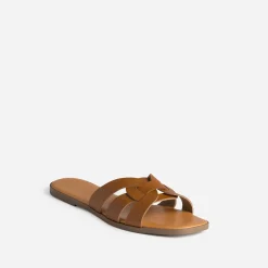 Eram Mules/Tongs|Sandales^Mule camel cuir brides tressées COGNAC