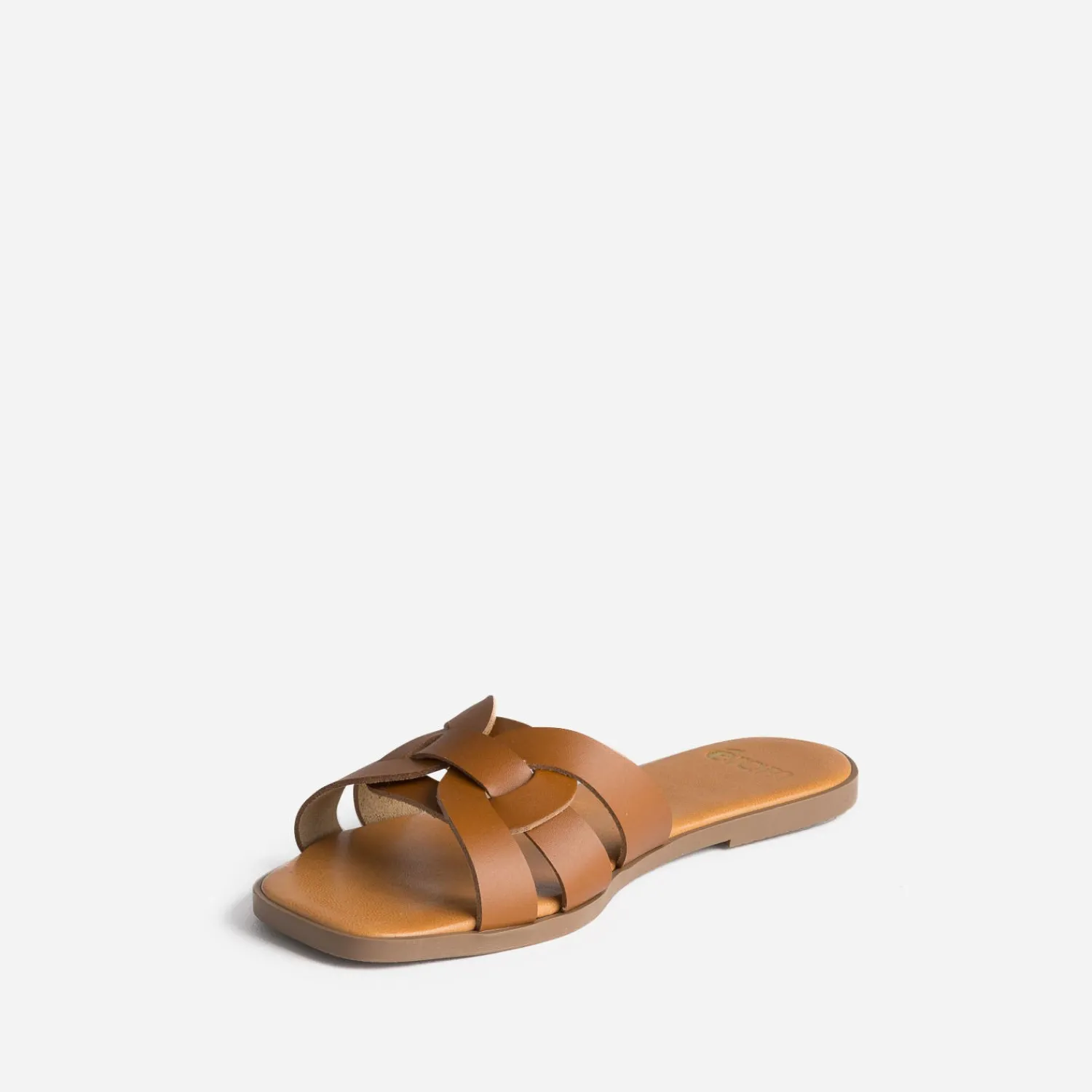 Eram Mules/Tongs|Sandales^Mule camel cuir brides tressées COGNAC